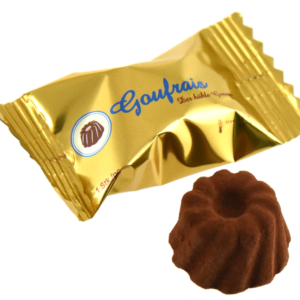 Goufrais - European Cocoa Treat:  Individual Wrapped Pieces - 1 Round Container of 60 Pieces