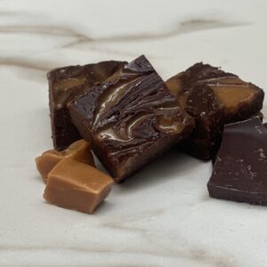 Dark Chocolate Sea Salt Caramel Fudge